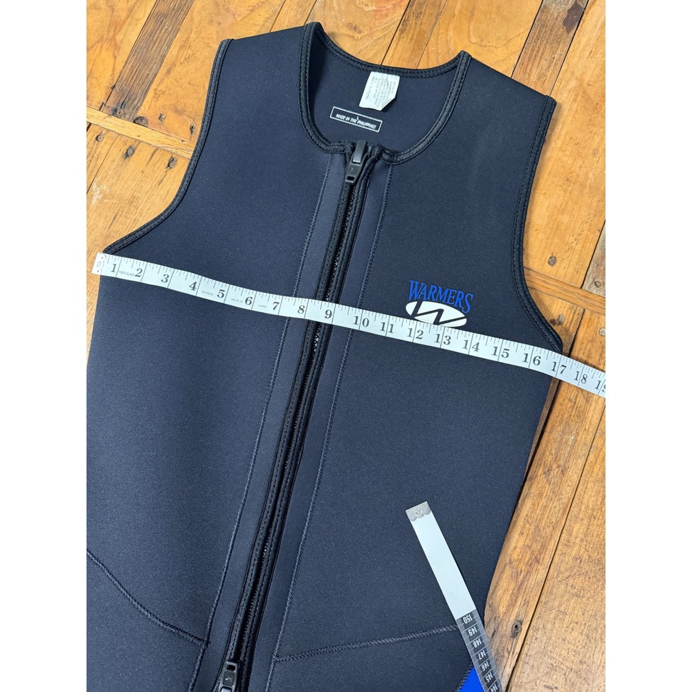 Deep See Warmers Wetsuit Men L Black Blue Neoprene Sleeveless Front Zip Sport